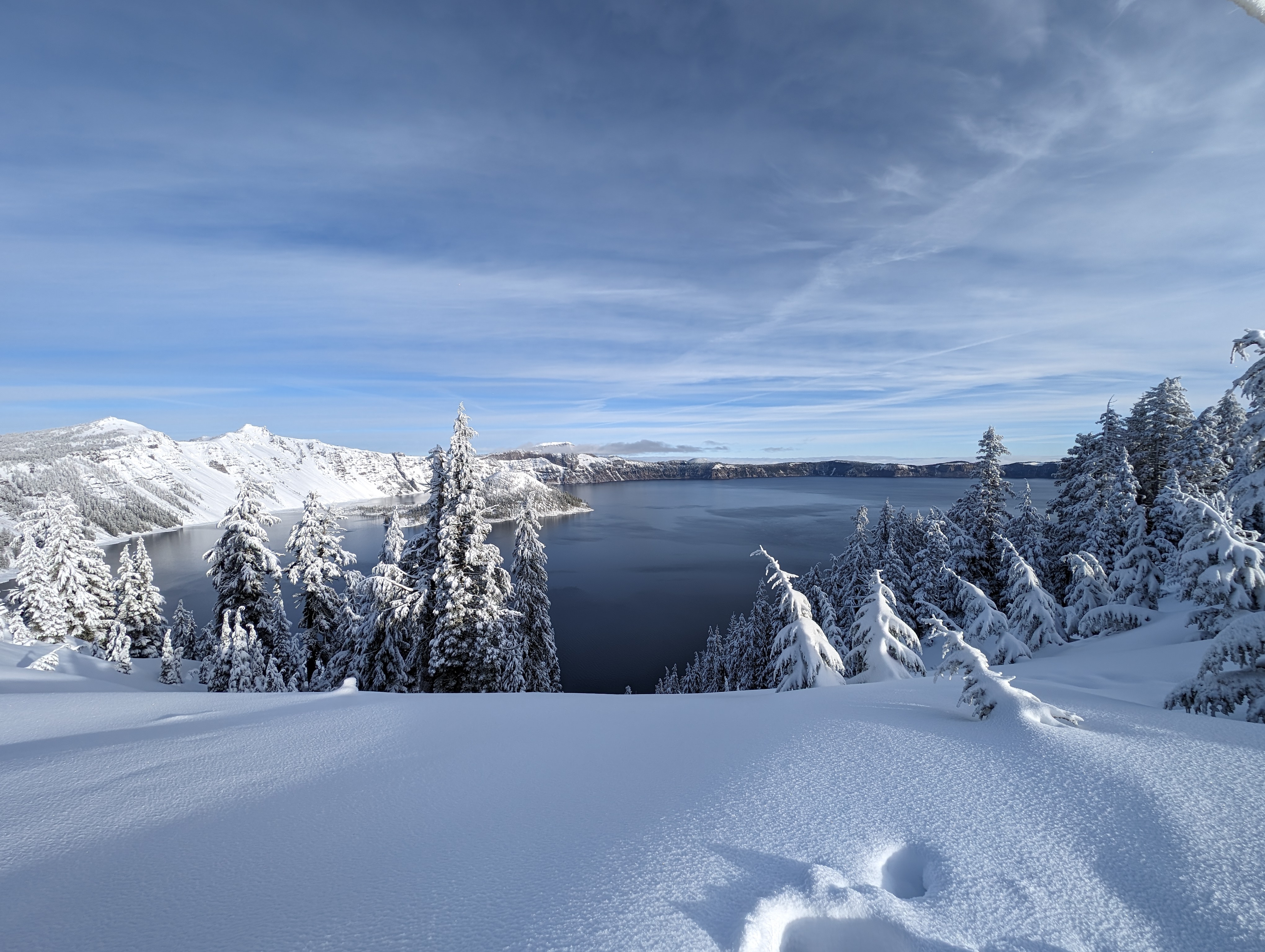 Crater Lake in snow