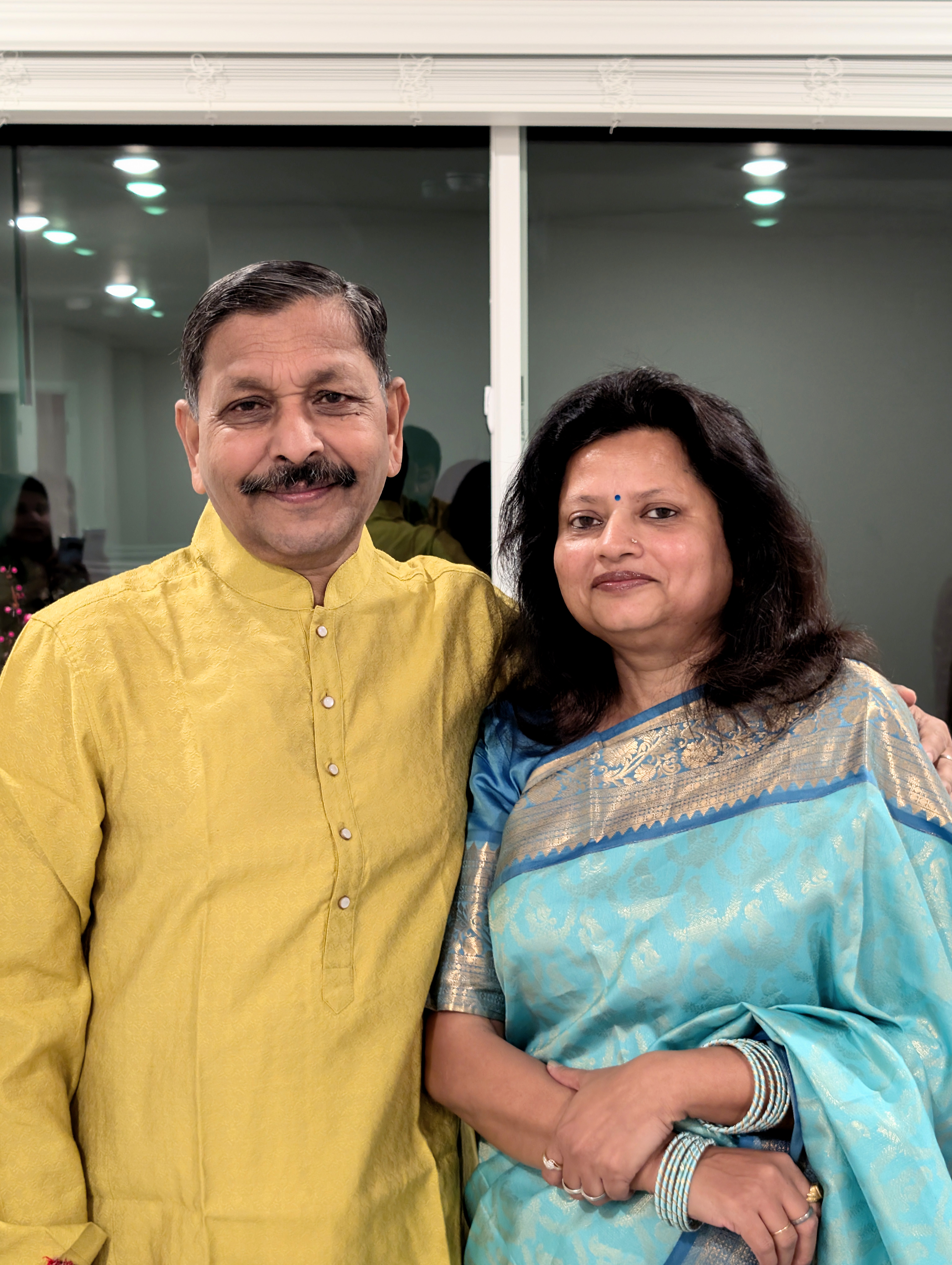 Parents dressed up for an evening